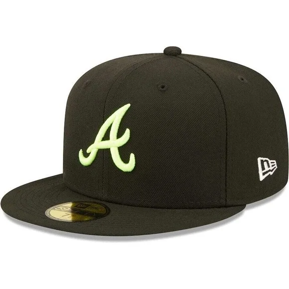Atlanta Braves 95 World Series Summer Pop New Era 59FIFTY Fitted Hat Black 7 3/8 - Picture 3 of 5